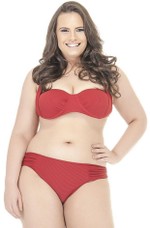 Calcinha Plus Size Franzida Nas Laterais Vermelho Escuro Canelado