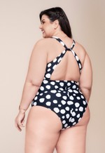 Maiô Plus Size Detalhe Com Nó No Busto Poá Tóquio