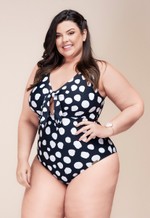 Maiô Plus Size Detalhe Com Nó No Busto Poá Tóquio