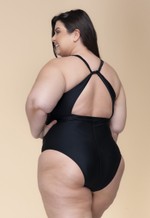 Maiô Plus Size Detalhe Com Nó No Busto Preto