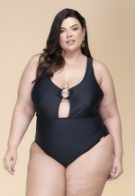 Maiô Plus Size Detalhe Com Nó No Busto Preto