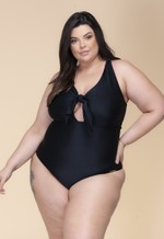 Maiô Plus Size Detalhe Com Nó No Busto Preto