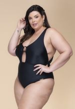 Maiô Plus Size Com Bojo, Argola No Busto Preto