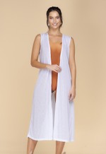 Kimono Longo, Aberto, Cinto Para Amarrar, Devorê Branco