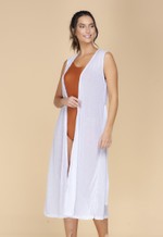 Kimono Longo, Aberto, Cinto Para Amarrar, Devorê Branco