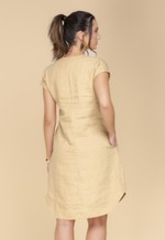 Vestido com bolso 100% linho old ocre