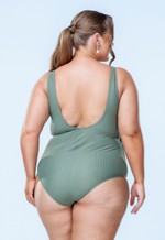 Maiô Plus Size Com Nó Entre Bustos, Verde Texturizado