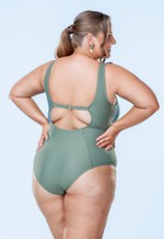 Maiô Plus Size Clássico, Sem Bojo, Verde Texturizado