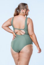 Maiô Plus Size Clássico, Sem Bojo, Verde Texturizado