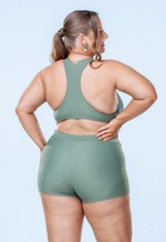 Short Plus Size Com Cinto, Verde Texturizado