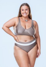 Calcinha Sunquini Plus Size Em Duas Cores, Castanho e Pérola