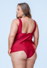 Blusa Tankini Plus Size, Vermelho Divino com Brilho Com Brilho