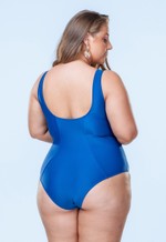 Maiô Plus Size Busto Transpassado Duplo, Azul Marinho