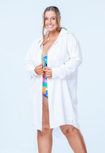 Camisa Plus Size Longa Com Botões, Branco