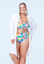 Camisa Plus Size Longa Com Botões, Branco