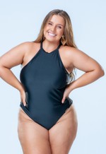 Maiô Plus Size Fio Conforto, Gargantilha Com Bojo, Preto