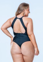 Maiô Plus Size Fio Conforto, Gargantilha Com Bojo, Preto