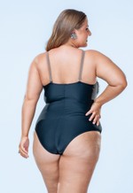 Maiô Plus Size Tomara Que Caia Com Bojo, Alça Removível, Castanho