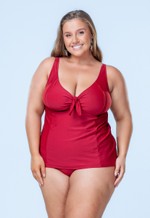 Calcinha Alta Plus Size Para Virilhas Maiores, Vermelho Divino Com Brilho