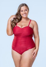 Maiô Tomara Que Caia Plus Size Drapeado Com Bojo E Arco, Vermelho Divino