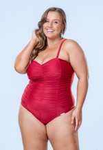 Maiô Tomara Que Caia Plus Size Drapeado Com Bojo E Arco, Vermelho Divino