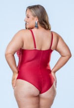 Maiô Tomara Que Caia Plus Size Drapeado Com Bojo E Arco, Vermelho Divino