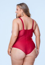 Maiô Plus Size Com Torção Frontal E Drapeado, Vermelho Divino