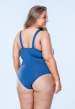 Maiô Plus Size Com Torção Frontal E Drapeado, Marinho