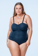 Maiô Tomara Que Caia Plus Size Drapeado Com Bojo E Arco, Preto