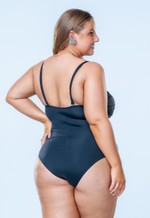 Maiô Tomara Que Caia Plus Size Drapeado Com Bojo E Arco, Preto