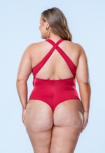 Maiô Plus Size Fio Conforto, Com Bojo, Vermelho Divino Com Brilho