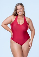 Maiô Plus Size Fio Conforto, Com Bojo, Vermelho Divino Com Brilho