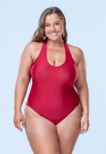 Maiô Plus Size Fio Conforto, Com Bojo, Vermelho Divino Com Brilho