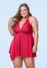 Maiô Plus Size Saída Com Bojo, Vermelho Divino Com Brilho