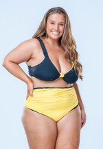 Calcinha Plus Size Reversível Em Duas Cores, Girassol e Preto