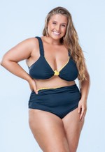 Sutiã Plus Size Alça Larga, Bojo Removível, Girassol e Preto