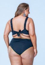 Calcinha Plus Size Reversível Em Duas Cores, Girassol e Preto