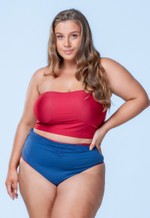 Sutiã Plus Size Faixa, Drapeado Nas Costas, Bojo, Vermelho Divino