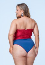 Calcinha Plus Size Super Alta Reversível, Vermelho Divino E Marinho