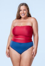 Calcinha Plus Size Super Alta Reversível, Vermelho Divino E Marinho