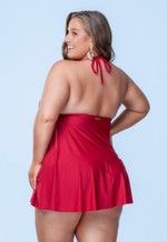 Maiô Plus Size Saída Com Bojo, Vermelho Divino Com Brilho