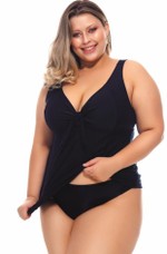 Blusa Tankini Plus Size, Preto