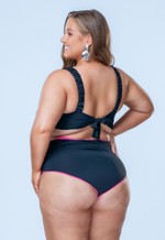 Calcinha Plus Size Reversível Em Duas Cores, Lollipop e Preto