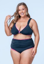 Sutiã Plus Size Alça Larga, Bojo Removível, Lollipop e Preto