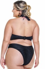 Sutiã Plus Size Cropped Com Fenda, Preto Texturizado