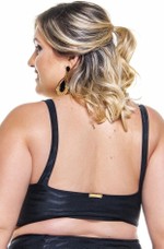 Sutiã Plus Size Corpete Com Laço Frontal, Preto Texturizado