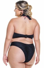 Calcinha Plus Size Estilo Asa Delta Preto Texturizado