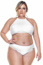 Sutiã Plus Size Cropped Com Bojo, Branco Texturizado