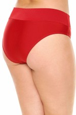 Calcinha Tipo Sunquini Plus Size Em Dois Tecidos Vermelho Escuro