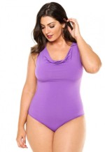 Maiô Plus Size Com Gola Boba Sem Bojo Roxo